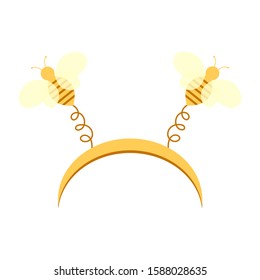 Carnival hoop on the head. Cartoon headband with bee. For Christmas, festival, party, holidays costume. Attribute of costume.