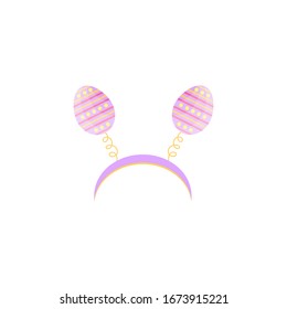 Carnival hoop on the head. Cartoon vector  headband with Easter egg isolated on white background. Attribute of costume.