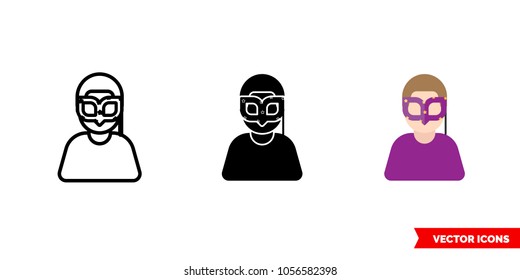 Carnival icon of 3 types: color, black and white, outline. Isolated vector sign symbol.