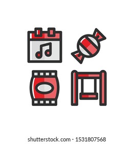 Carnival Icon Set , Music Event, Candy, Snack, Swing, Playground , Vector Illustration