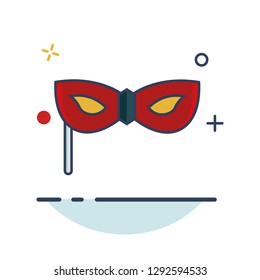 Carnival Icon | Stick Mask Icon - with Outline Filled Style