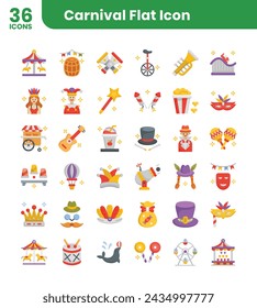 Carnival  icons bundle. Flat icon style.Vector illustration.