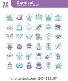 Carnival  icons bundle. Gradient outline icon style.Vector illustration.