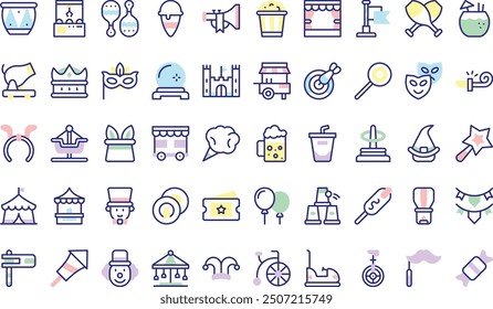 Carnival icons collection is a vector illustration with editable stroke.