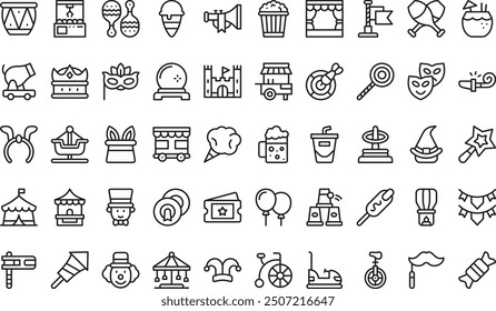 Carnival icons collection is a vector illustration with editable stroke.