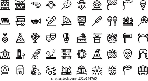 Carnival icons High-Quality Vector Icons Collection with Editable Stroke. Ideal for Professional and Creative Projects.