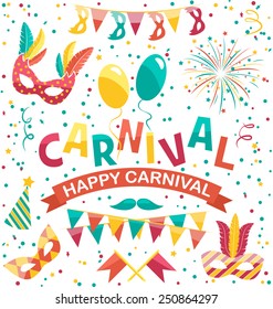 Carnival icons isolated on white background