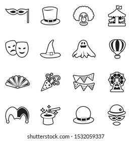 Carnival Icons. Line With Fill Design. Vector Illustration.