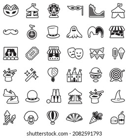 Carnival Icons. Line With Fill Design. Vector Illustration.