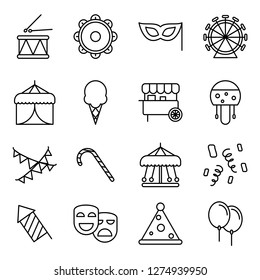 Carnival icons pack. Isolated carnival symbols collection. Graphic icons element