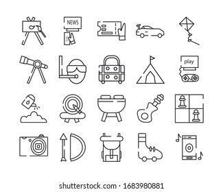carnival icons set outline isolated over white background. vector illustration
