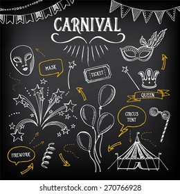 Carnival icons, sketch design.