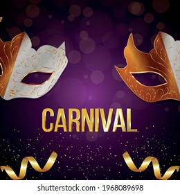 Carnival invitation greeting card with creative carnival mask