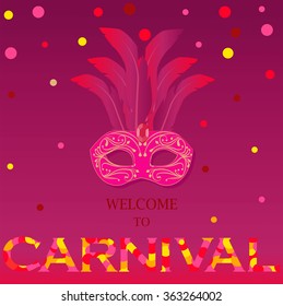 Carnival invitation with mask. Vector illustration