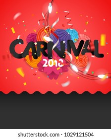 Carnival invitation vector card with paper flowers