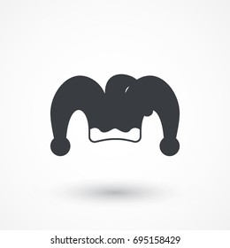Carnival Jester Hat vector icon. Clown sign. Circus fool symbol. Logo graphic design concept. Logotype, icon, template in web and print
