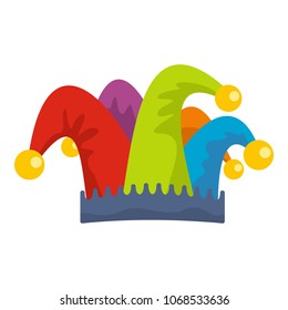Carnival jester icon. Flat illustration of carnival jester vector icon for web