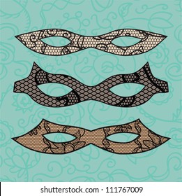 Carnival lacy mask set. Vector illustration