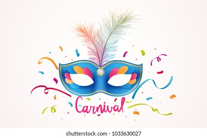 Carnival Lettering with colorful party ribbons