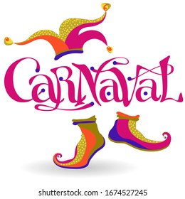 carnival lettering logo with cap & shoes