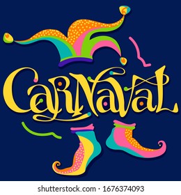 carnival lettering logo with cap & shoes