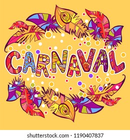 carnival logo with feathers