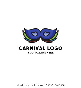 carnival logo vector with mask design concept modern style holiday element