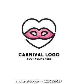 carnival logo vector with mask design concept modern style holiday element
