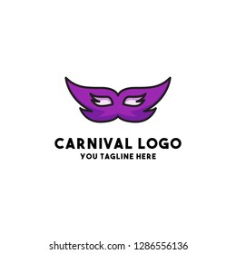 carnival logo vector with mask design concept modern style holiday element