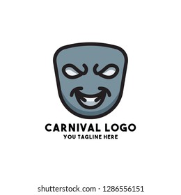 carnival logo vector with mask design concept modern style holiday element