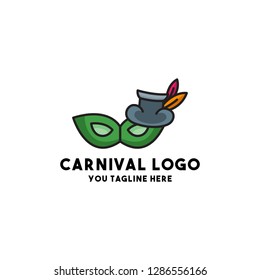 carnival logo vector with mask design concept modern style holiday element