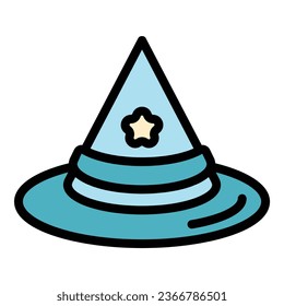 Carnival magic hat icon outline vector. Top hat. Magician show color flat