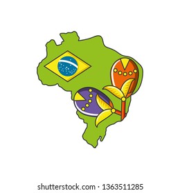 carnival maracas with map of brazil