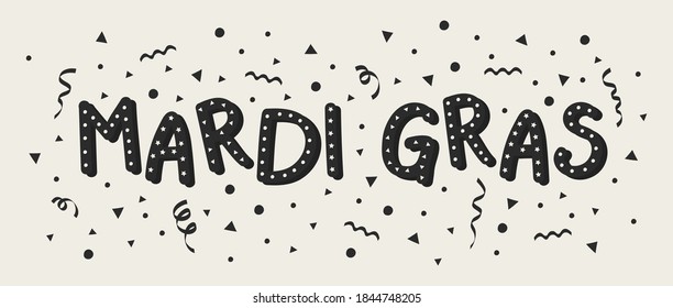 Carnival - Mardi Gras card concept. with confetti. Vector