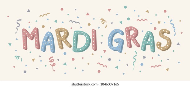 Carnival - Mardi Gras card concept. with confetti. Vector