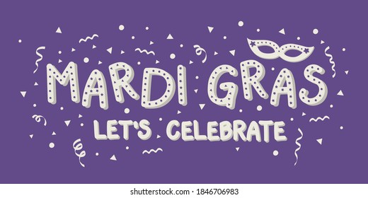 Carnival - Mardi Gras card concept. with confetti. Vector
