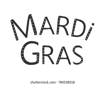 Carnival mardi gras lettering for celebration decoration design.