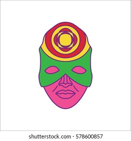 Carnival or Mardi Gras mask symbol simple flat icon on background