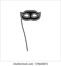 Carnival or Mardi Gras mask symbol simple silhouette icon on background