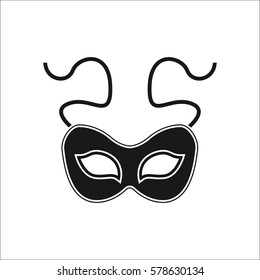 Carnival or Mardi Gras mask symbol simple silhouette icon on background