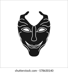Carnival or Mardi Gras mask symbol simple silhouette icon on background