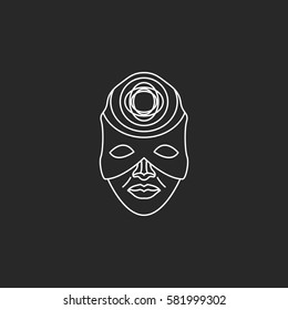 Carnival or Mardi Gras mask symbol simple line icon on background