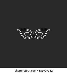 Carnival or Mardi Gras mask symbol simple line icon on background