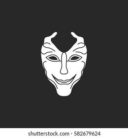 Carnival or Mardi Gras mask symbol simple silhouette icon on background