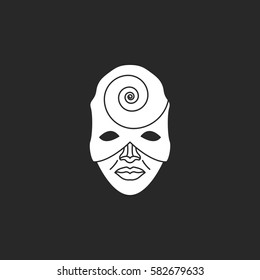 Carnival or Mardi Gras mask symbol simple silhouette icon on background