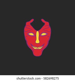 Carnival or Mardi Gras mask symbol simple flat icon on background