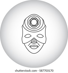Carnival or Mardi Gras mask symbol simple line icon on background