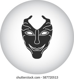Carnival or Mardi Gras mask symbol simple silhouette icon on background