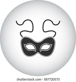 Carnival or Mardi Gras mask symbol simple silhouette icon on background