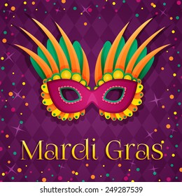 Karneval Mardi gras rosa Maske. Vektorillustration-Illustration